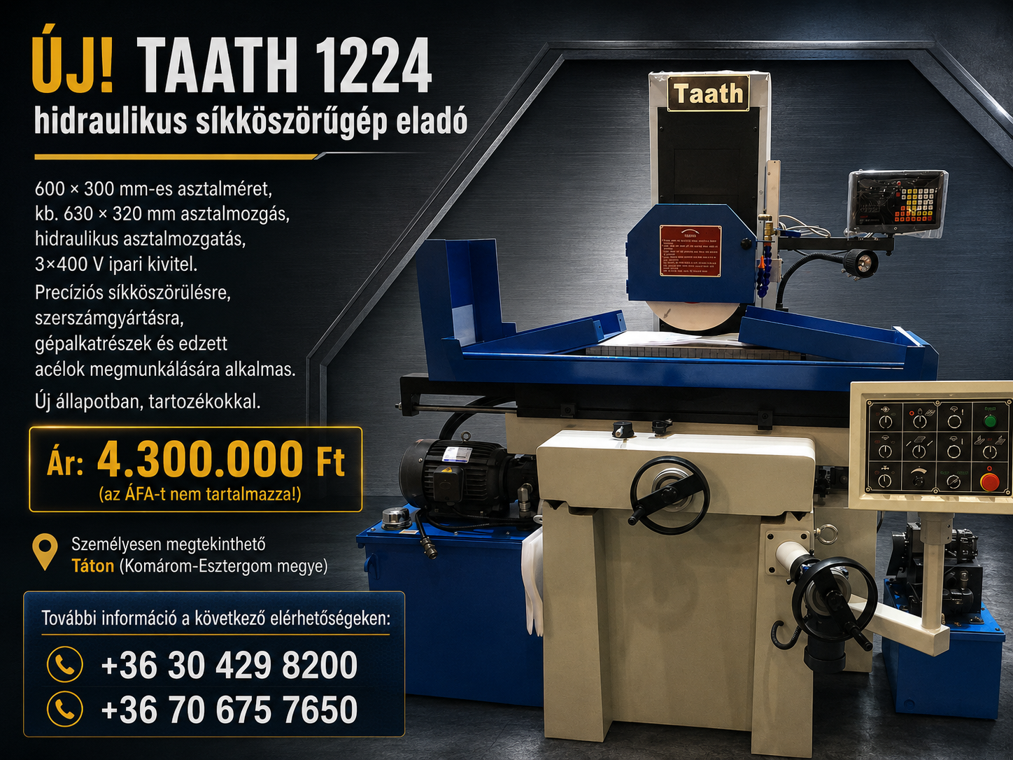 TAATH 1224 – hidraulikus síkköszörűgép