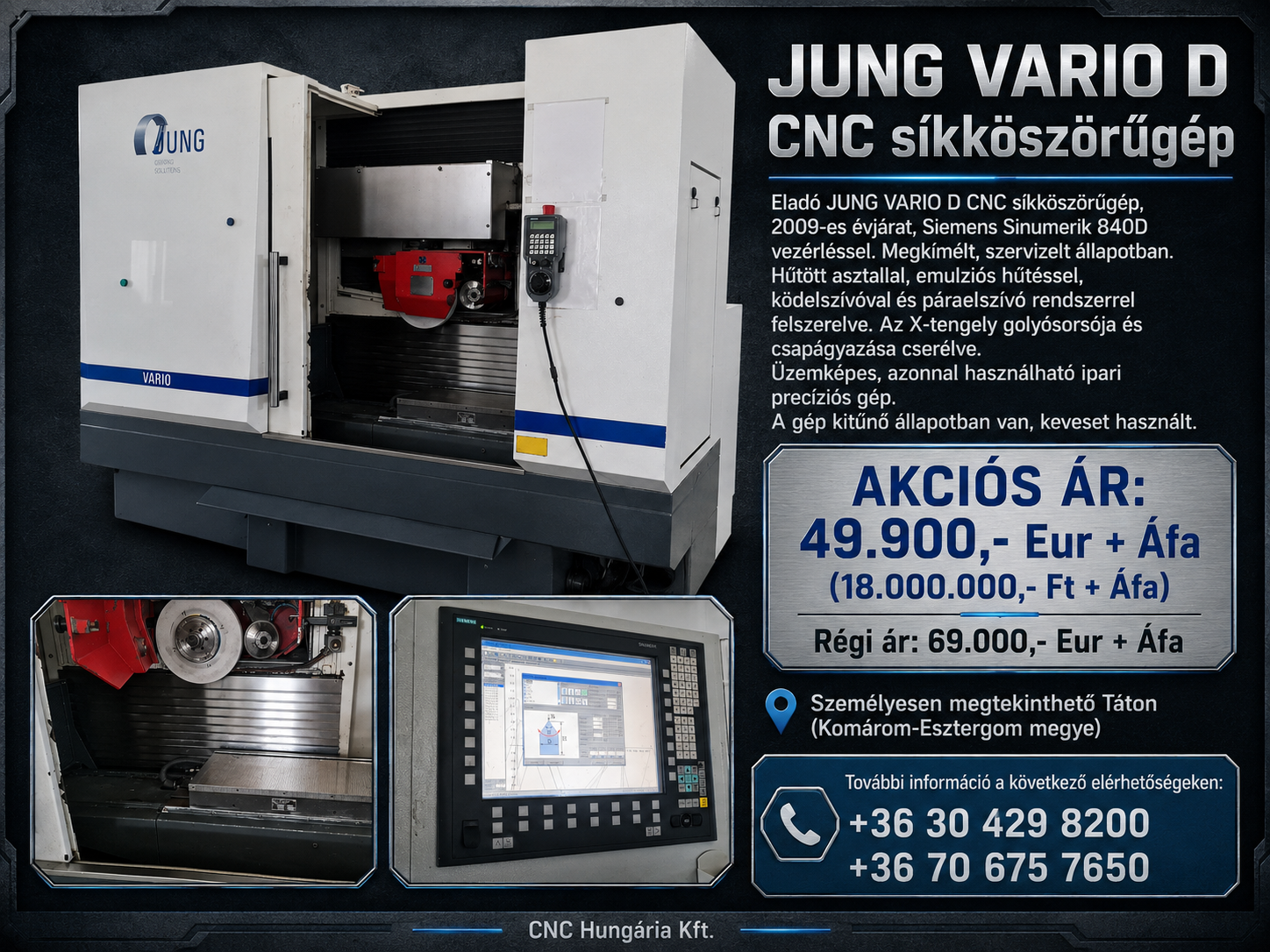 JUNG VARIO D – CNC sík- és profilköszörűgép