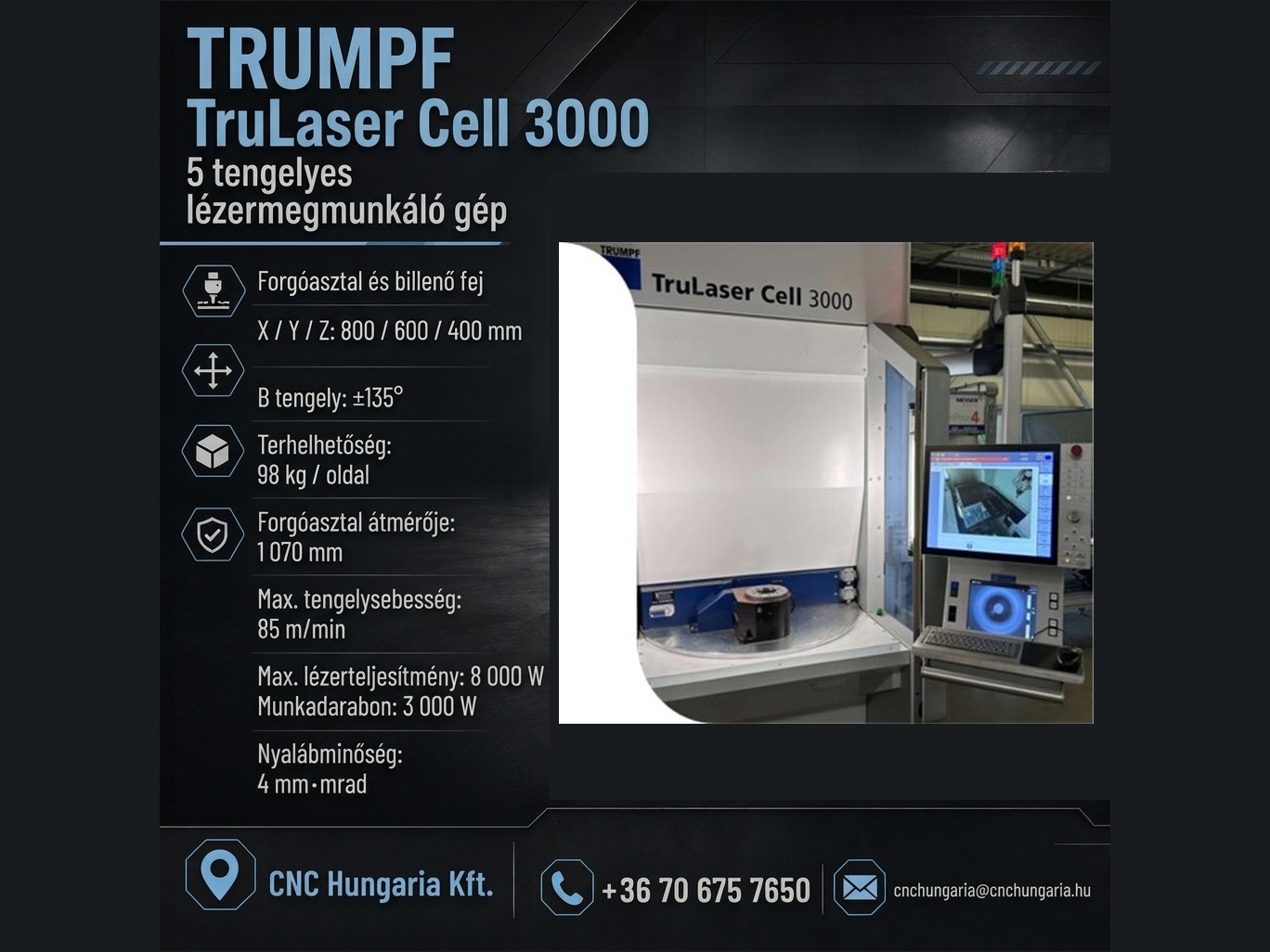 TRUMPF TruLaser Cell 3000 – 5 tengelyes lézermegmunkáló gép
